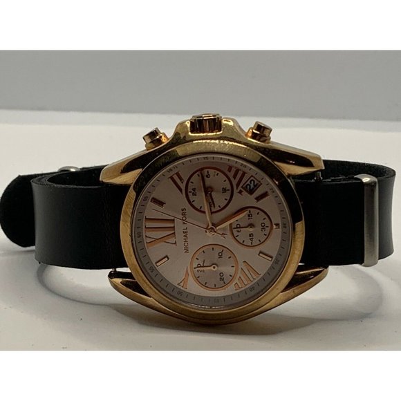 Michael Kors MK6066 Women Black Leather Analog Ros